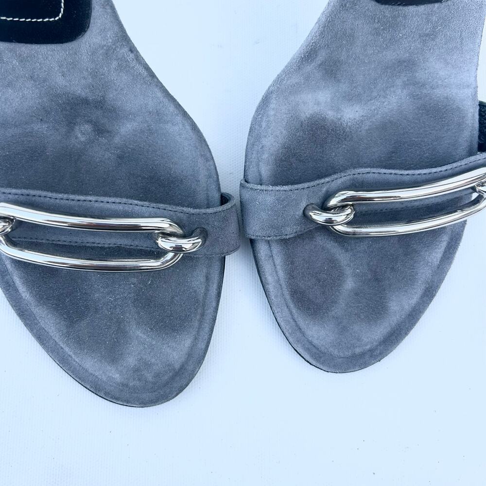 Balenciaga Maillon Suede Ankle Strap Heels Gray Grey Silver 41 Pumps 11 - Picture 8 of 11
